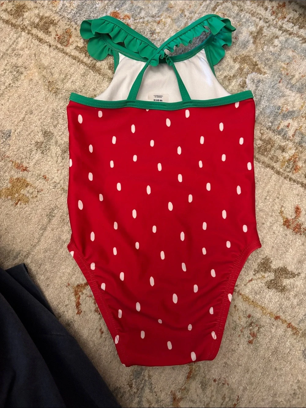Old Navy Red One-Piece Swimsuit with Green Trim